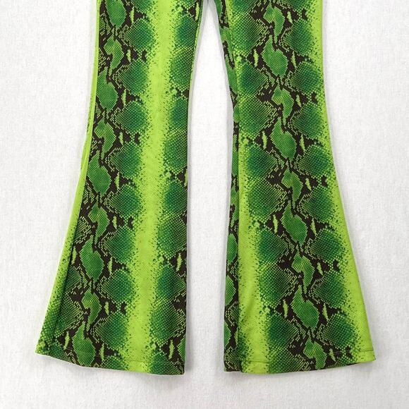 CULT GAIA X BRATZ Sheridan Pants Womens XL Green Ombre Snakeskin Flare NEW - Picture 6 of 16